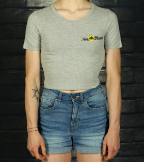 Dámské triko crop top 2023 - šedé